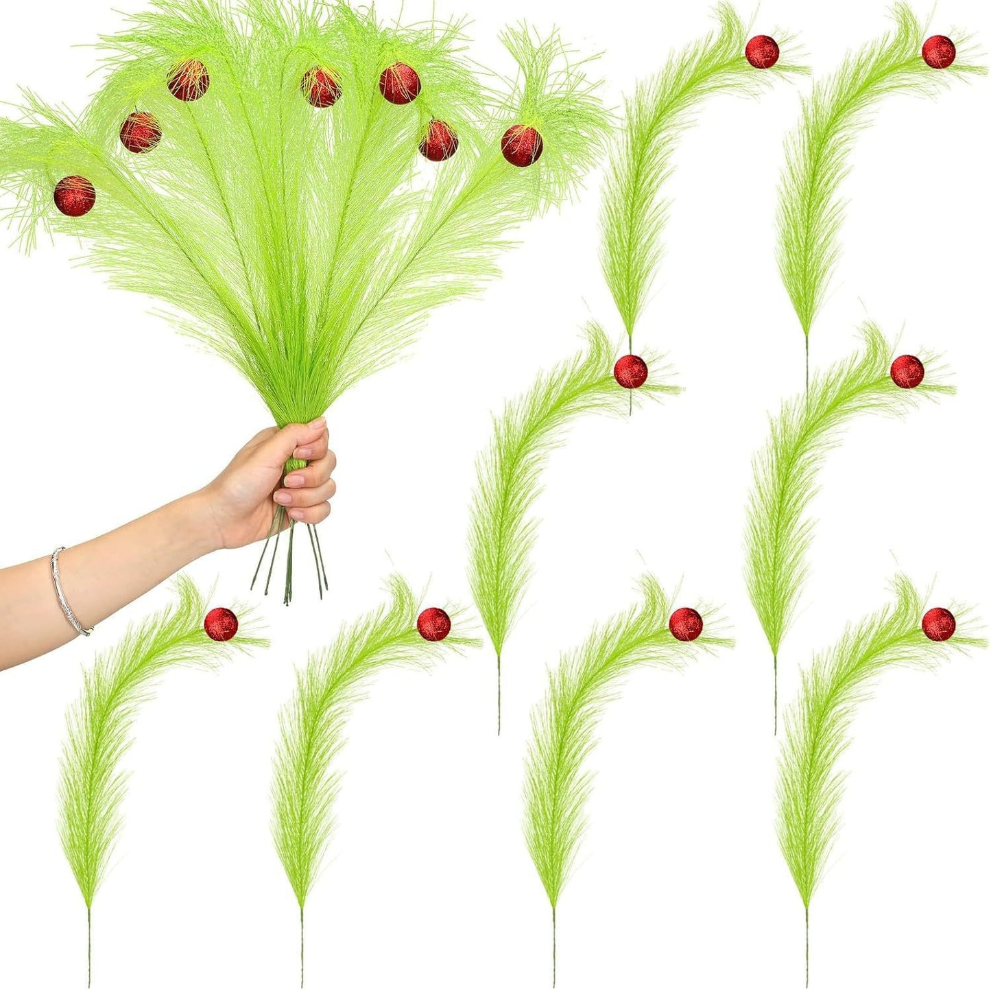 Christmas Green Elf Branch DIY Christmas Home Wreath Craft Ornament Ball Decoration