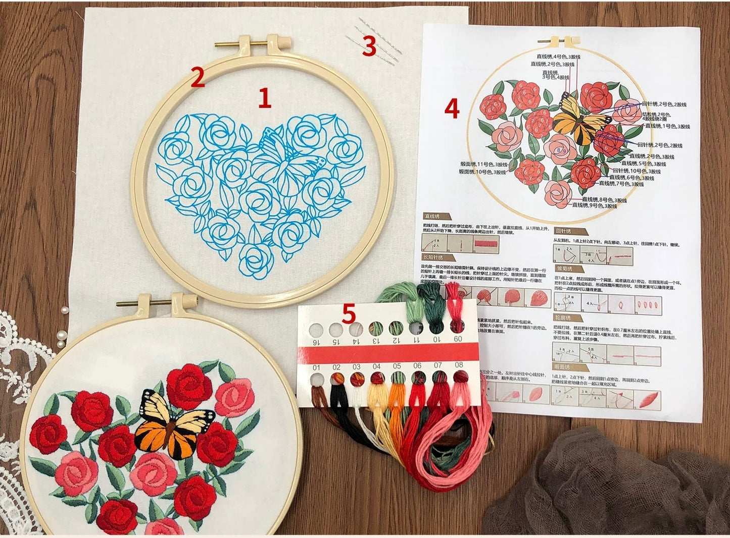 Floral embroidery kit DIY handmade embroidery plants