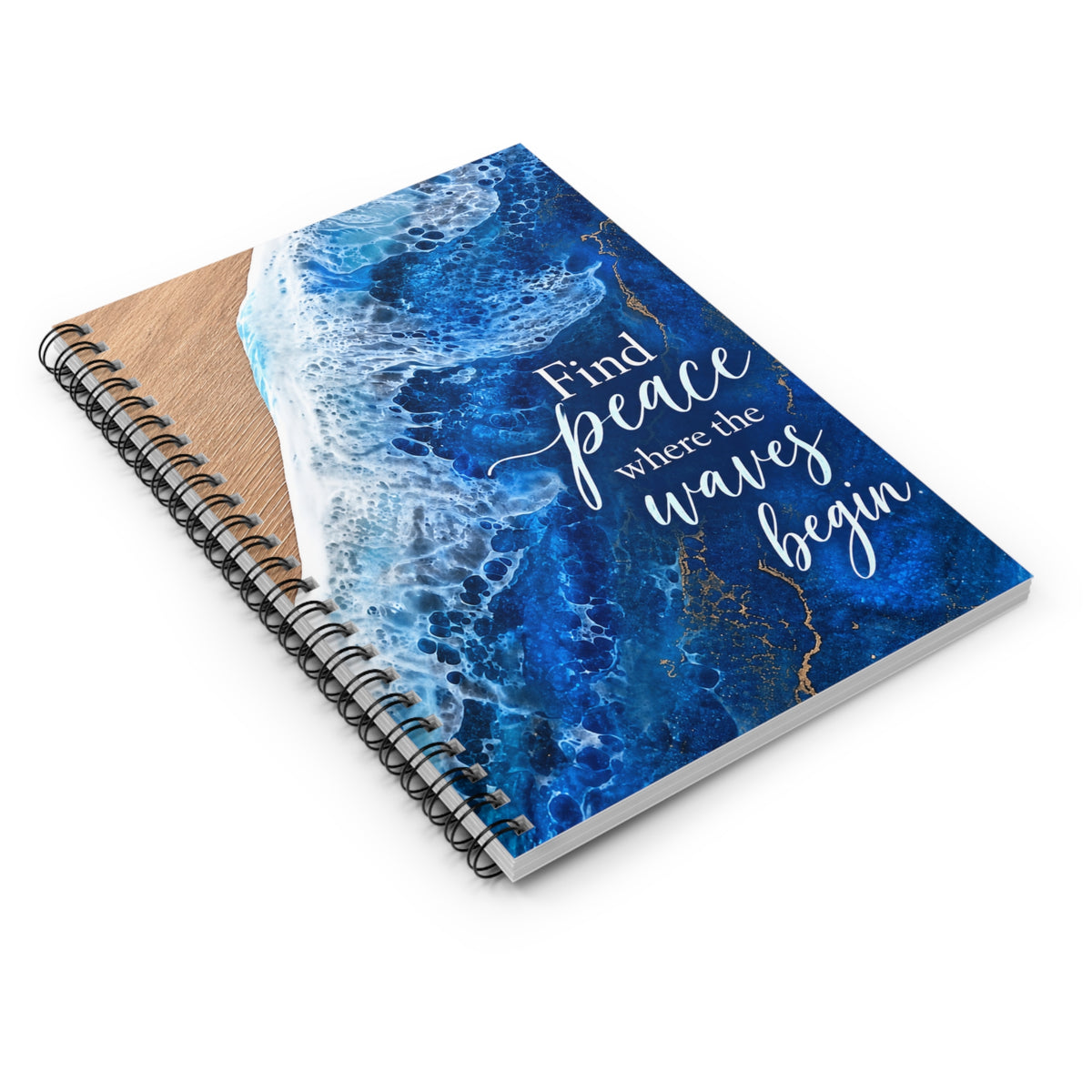 Find Peace Where the Waves Begin Ocean Themed Ruled Journal
