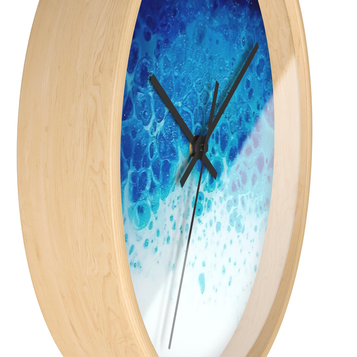 Foamy Wave Wall Clock — Blue Resin Beach Art Timepiece