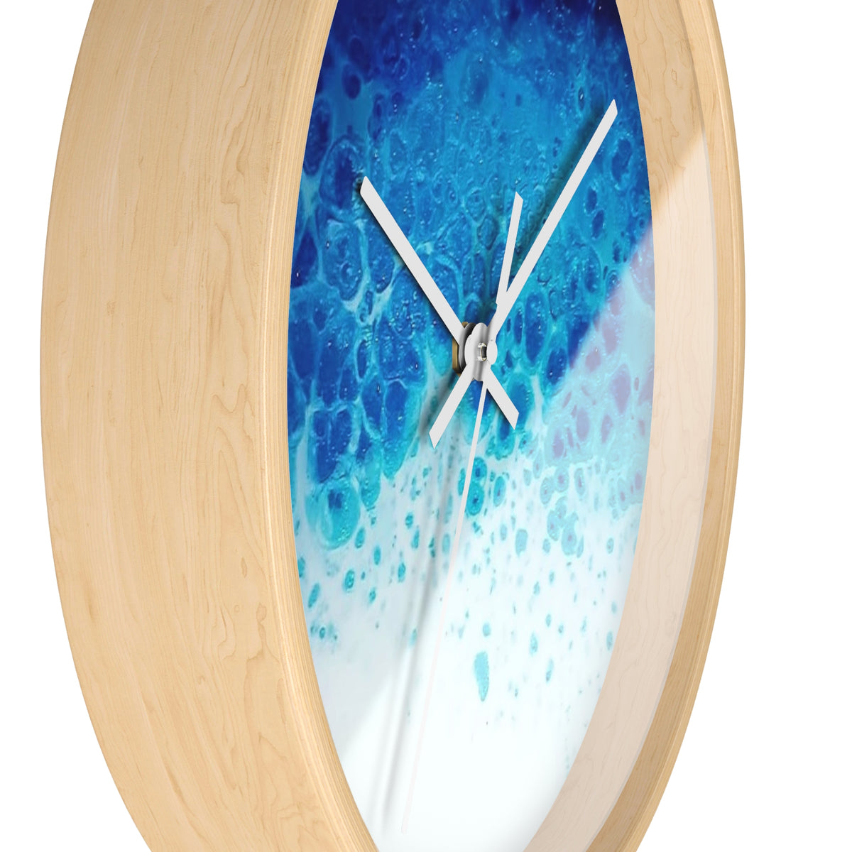 Foamy Wave Wall Clock — Blue Resin Beach Art Timepiece