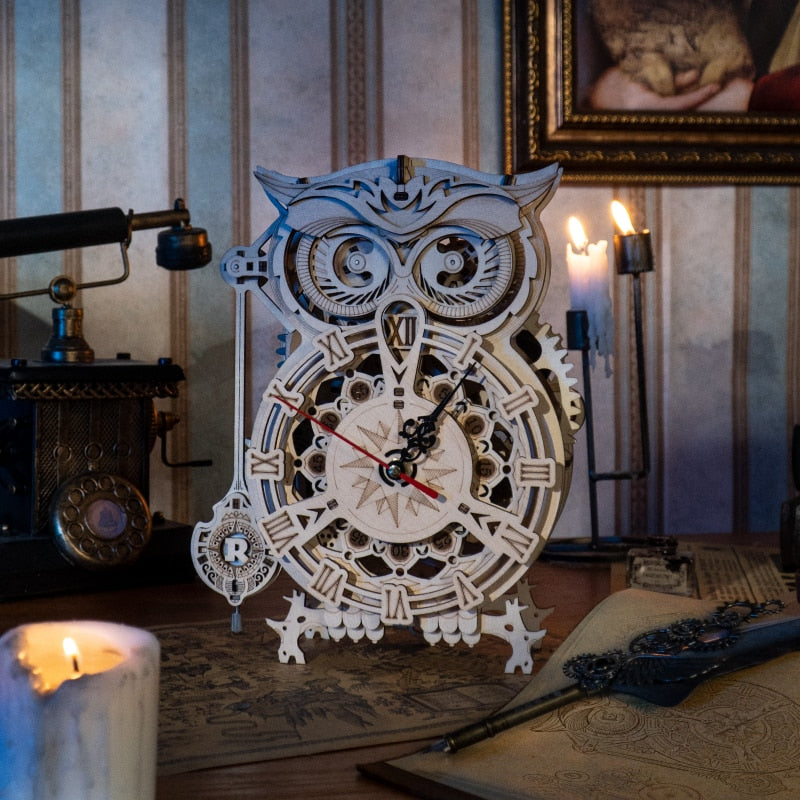 Robotime Rokr 3D Model Wooden Owl Clock - 161 pcs