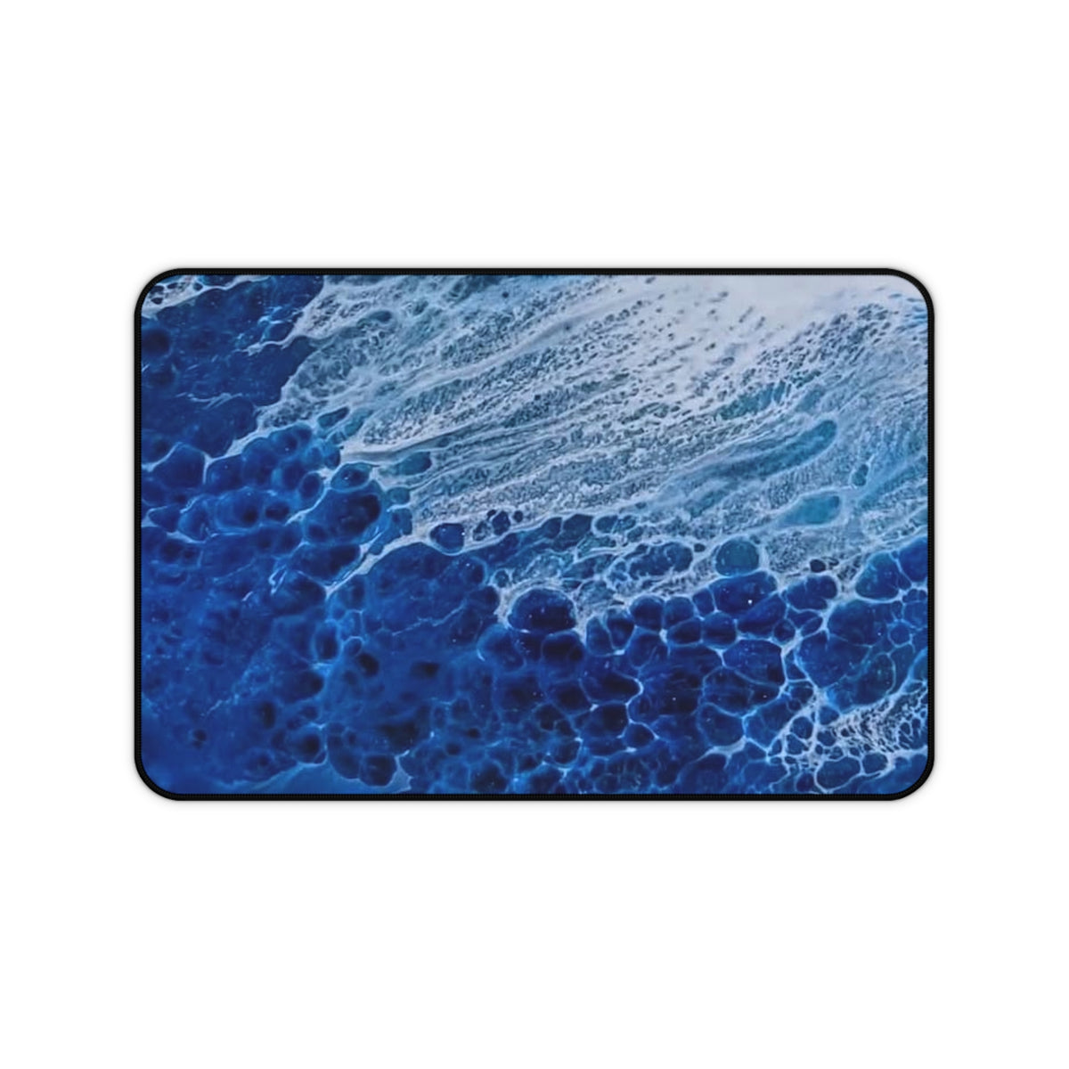 Ocean Blue Abstract Wave Desk Mat