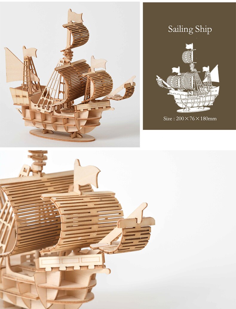 DIY 3D Wooden Puzzle Sailing Ship Model Kit