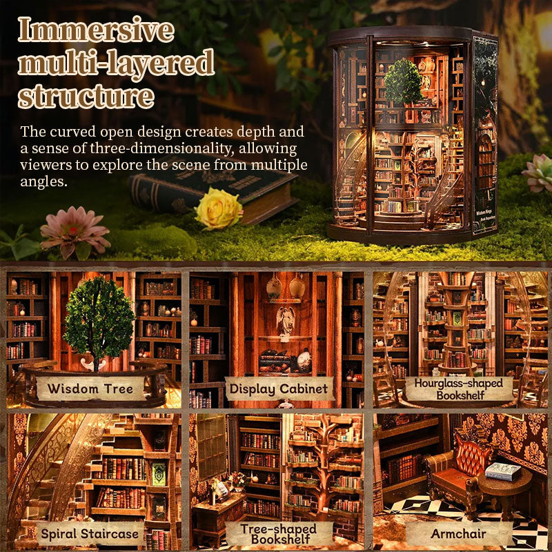 DIY Wooden Miniature Luxury Library Book Nook Kit