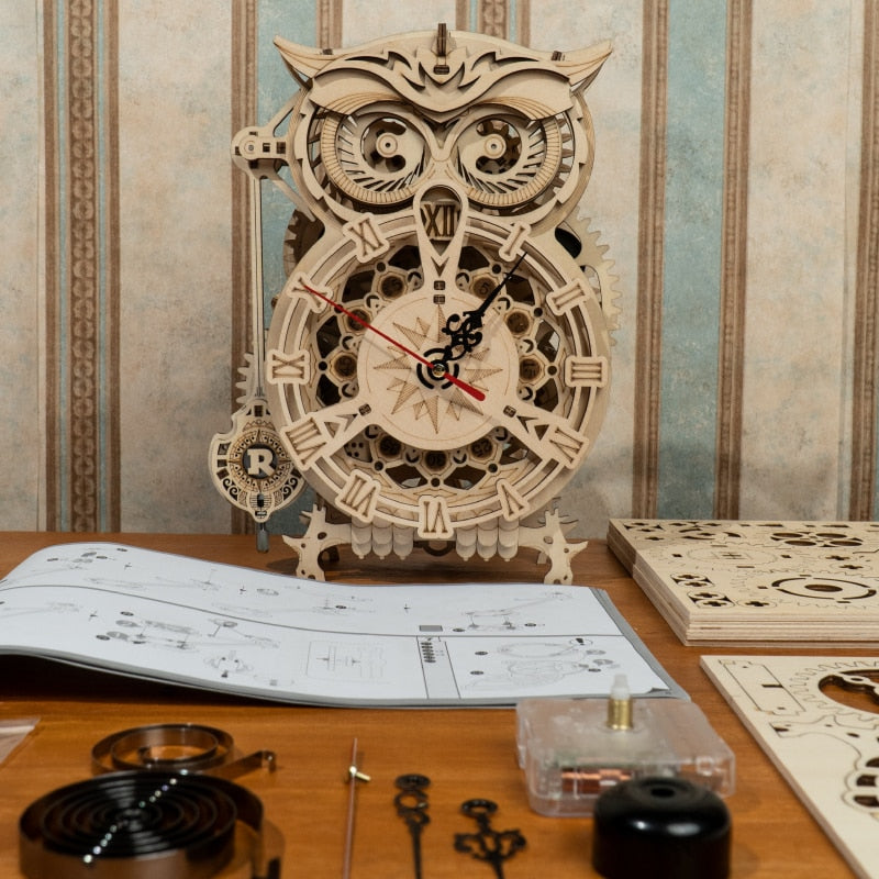 Robotime Rokr 3D Model Wooden Owl Clock - 161 pcs