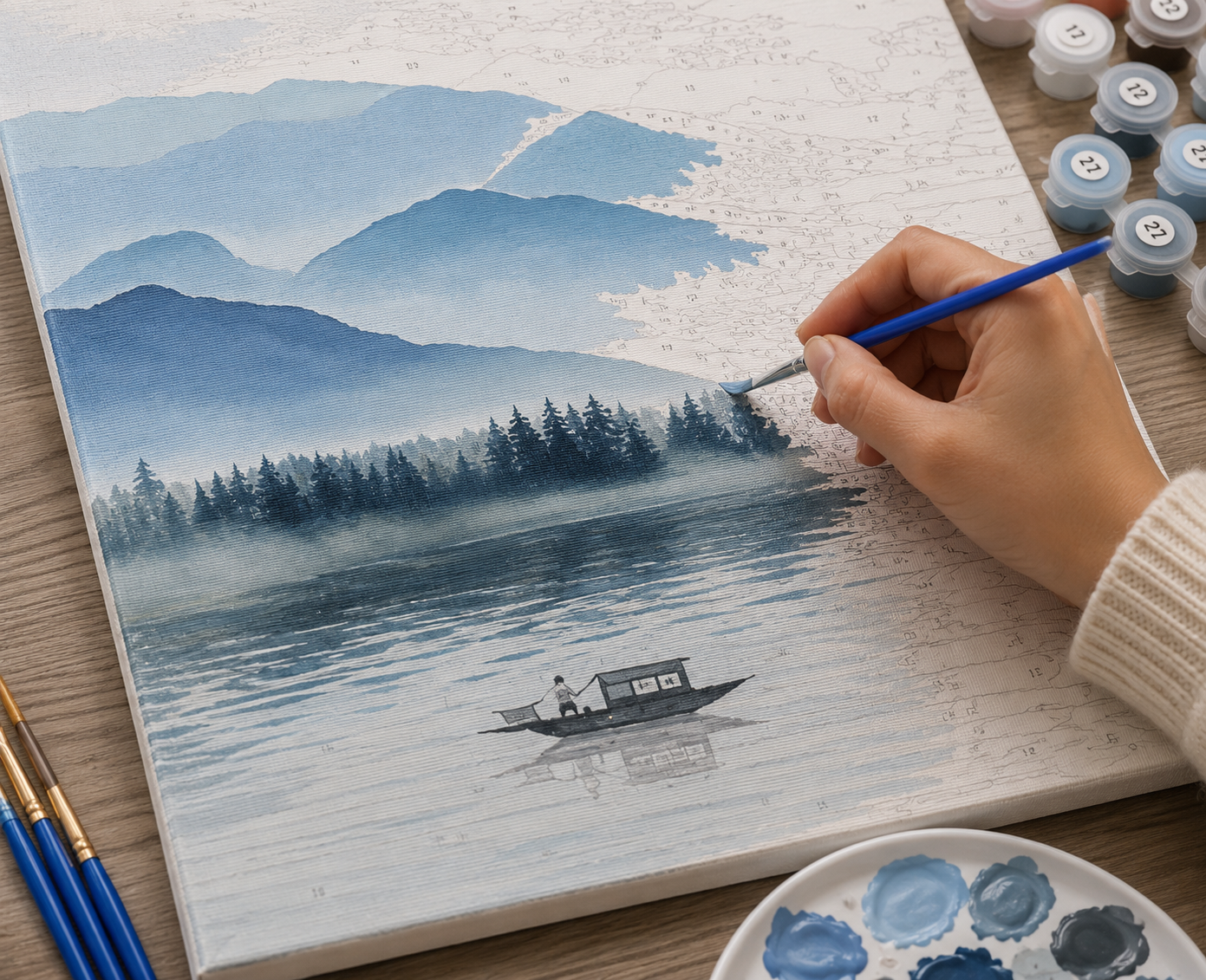 Misty Mountain Lake – DIY Paint By Number Kit