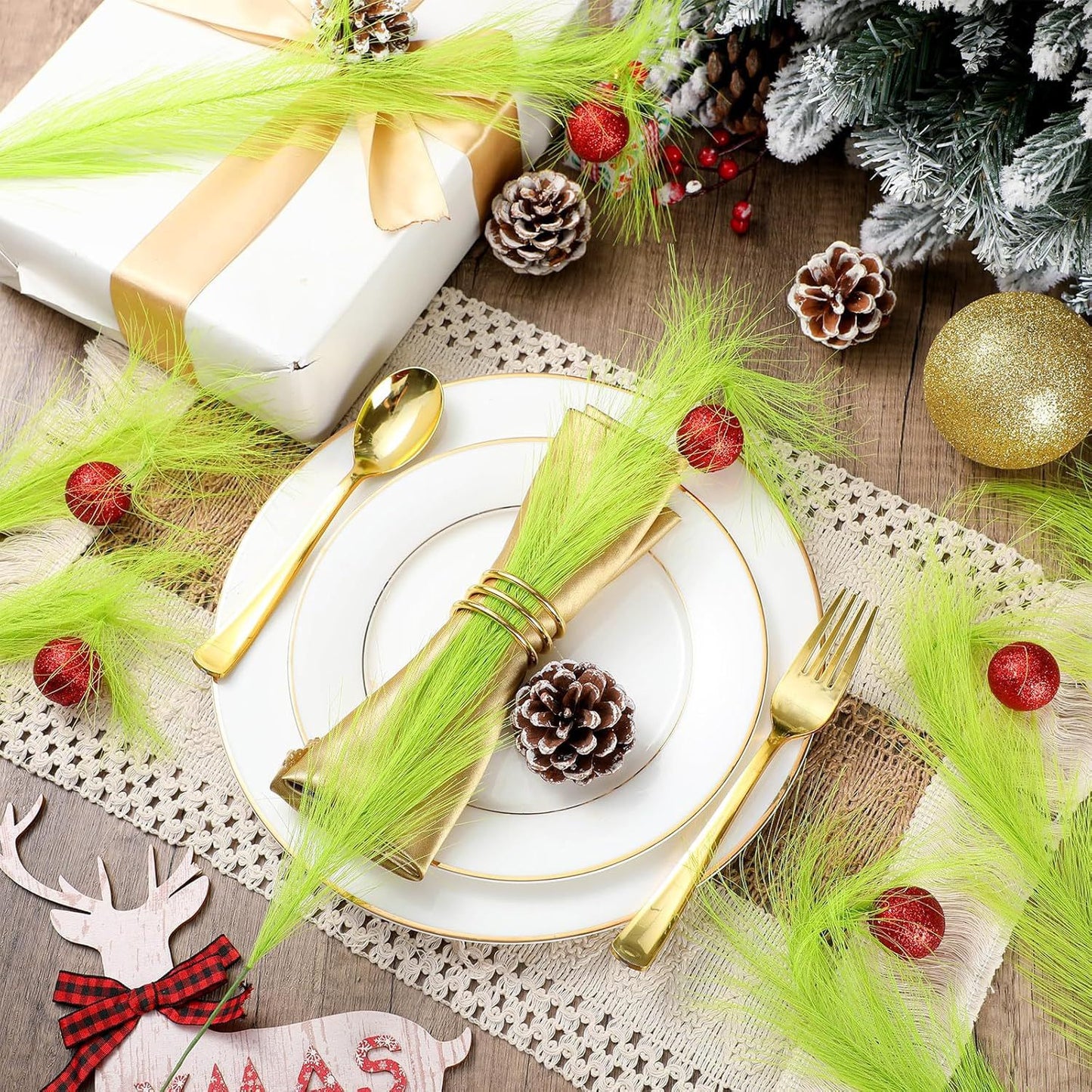 Christmas Green Elf Branch DIY Christmas Home Wreath Craft Ornament Ball Decoration