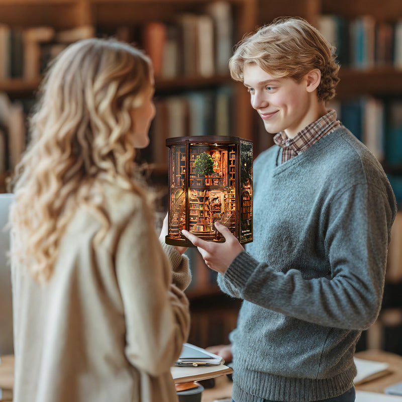 DIY Wooden Miniature Luxury Library Book Nook Kit