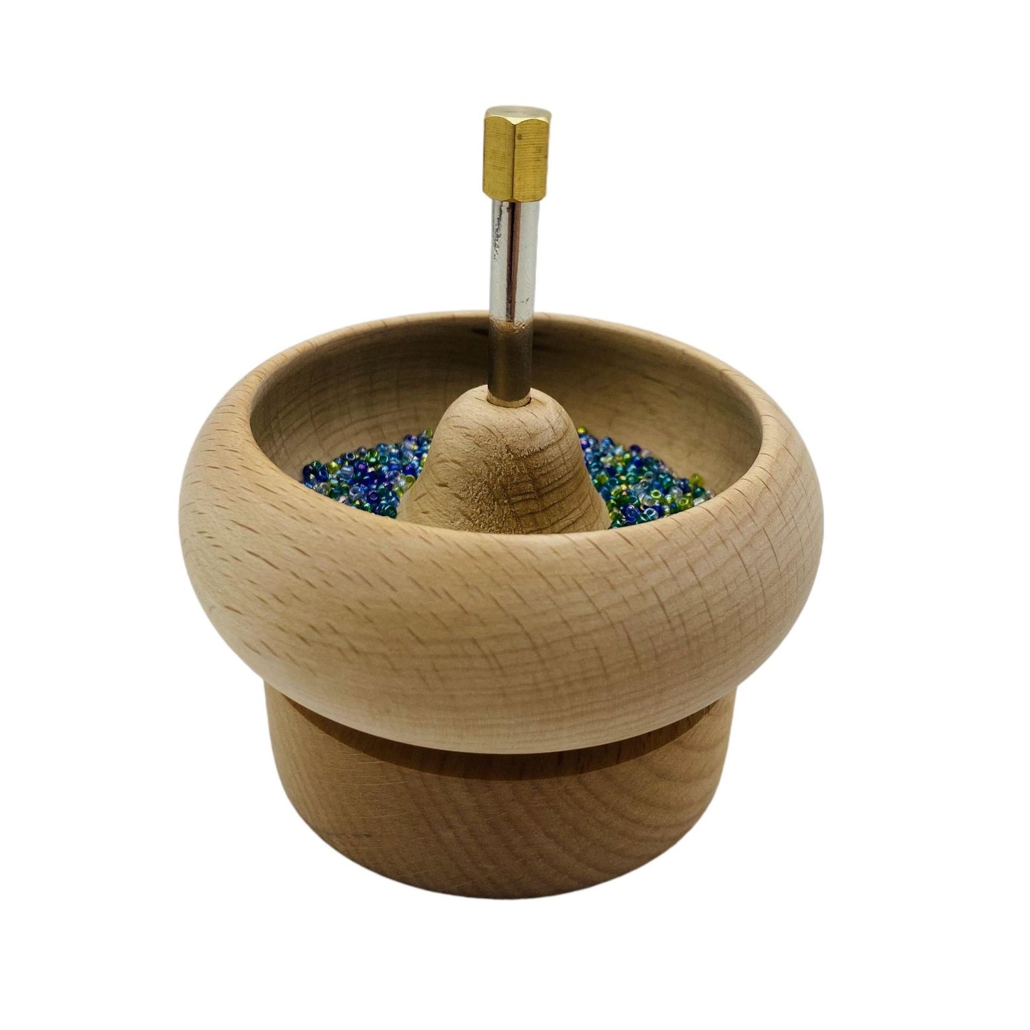 Wooden Bead Threader Stringing Spinning Bowl