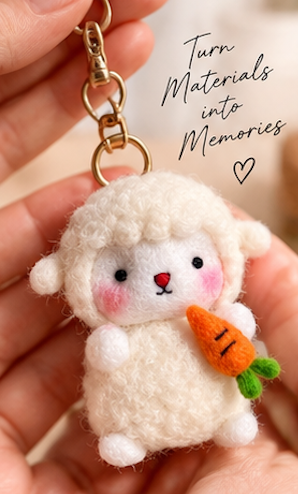 DIY Felt Needle-Felting Little Sheep Keychain Craft Kit