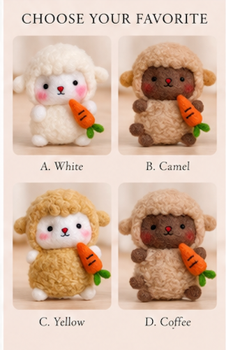 DIY Felt Needle-Felting Little Sheep Keychain Craft Kit