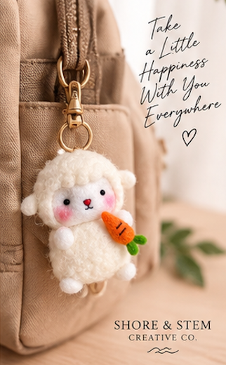 DIY Felt Needle-Felting Little Sheep Keychain Craft Kit