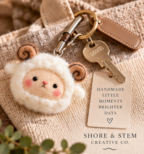 DIY Felt Needle-Felting Little Sheep Keychain Craft Kit