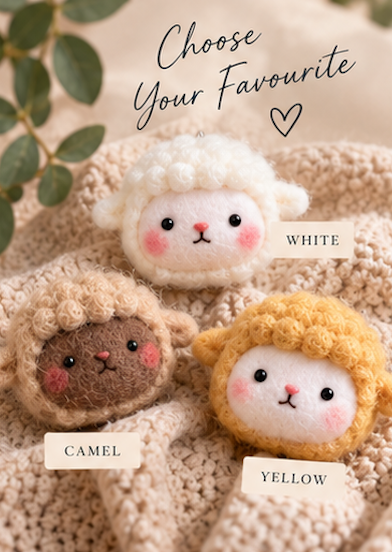 DIY Felt Needle-Felting Little Sheep Keychain Craft Kit