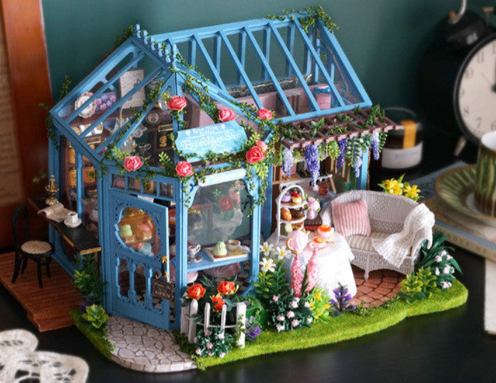 DIY Rose Garden Tea House Book Nook
