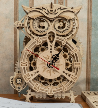 DIY Wooden Owl Clock 3D Puzzle – 161-Piece Model Kit